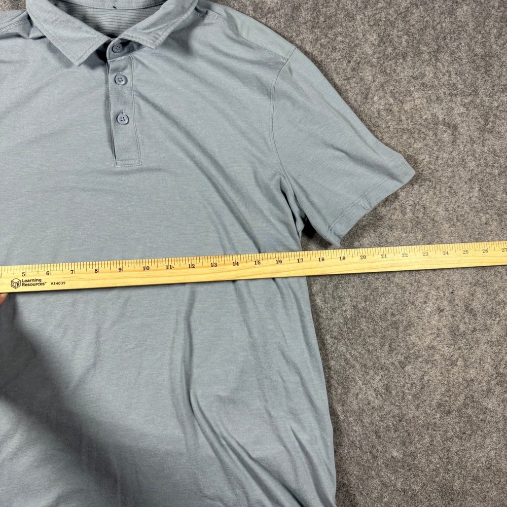 Lululemon Evolution Polo Shirt Mens Blue Gray Short Sleeve Golf Performance M - Picture 7 of 9